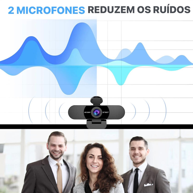 Webcam 1080P Full HD Reuniões e Streaming USB c/Microfone - EMEET - bresolinstone