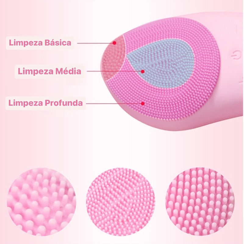 Mini escova elétrica de limpeza facial silicone rosto mais limpo poros profundos limpeza da pele massageadora - SoftTouch - bresolinstone