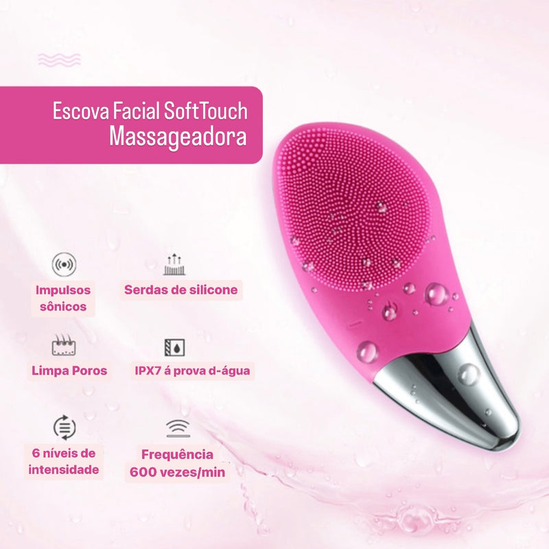 Mini escova elétrica de limpeza facial silicone rosto mais limpo poros profundos limpeza da pele massageadora - SoftTouch - bresolinstone