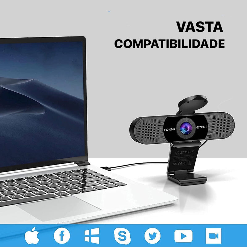 Webcam 1080P Full HD Reuniões e Streaming USB c/Microfone - EMEET - bresolinstone